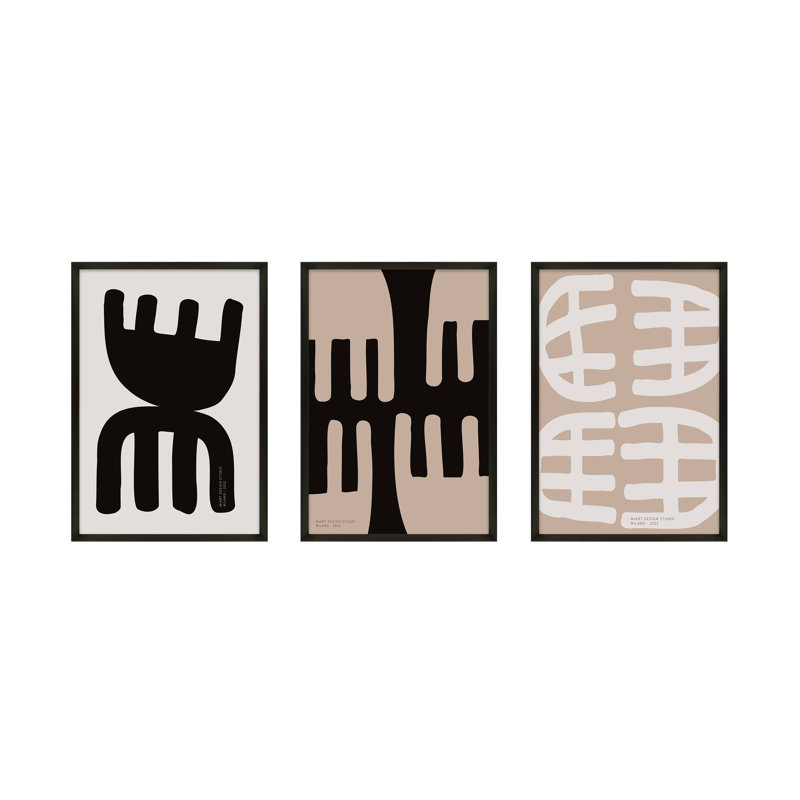 Modern Primitive Print by Romina Gadler, 25" H x 17.5" W x 1.25" D, Black Framed Paper