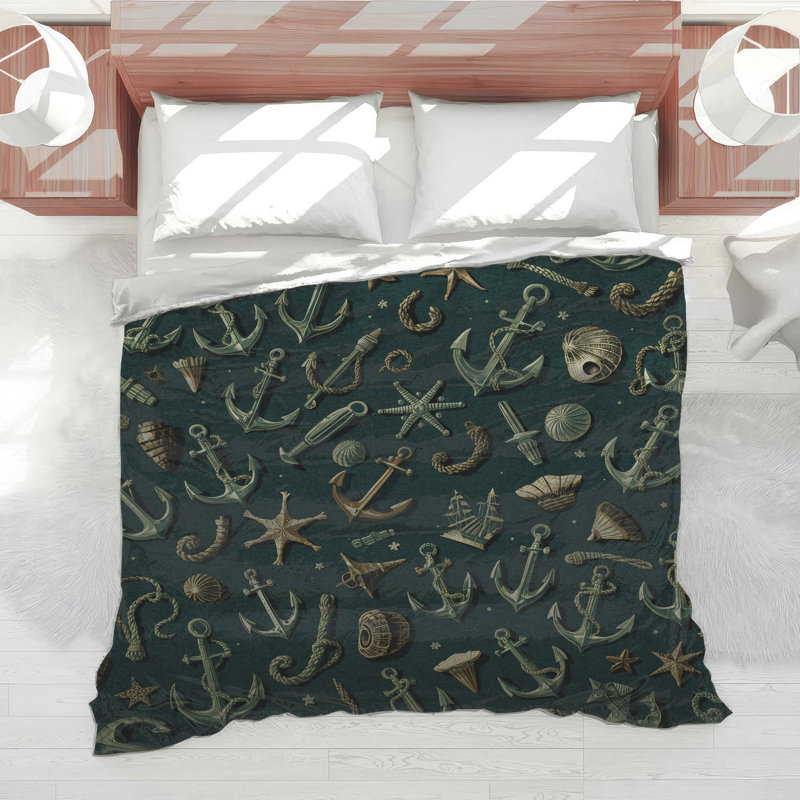 Édredon Nautical Anchors Shells, Très grand lit