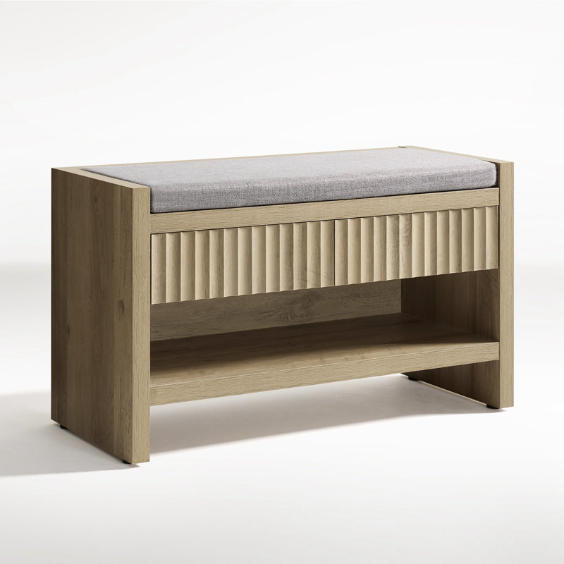 Banc de rangement rembourré Nicolee, Chêne sable