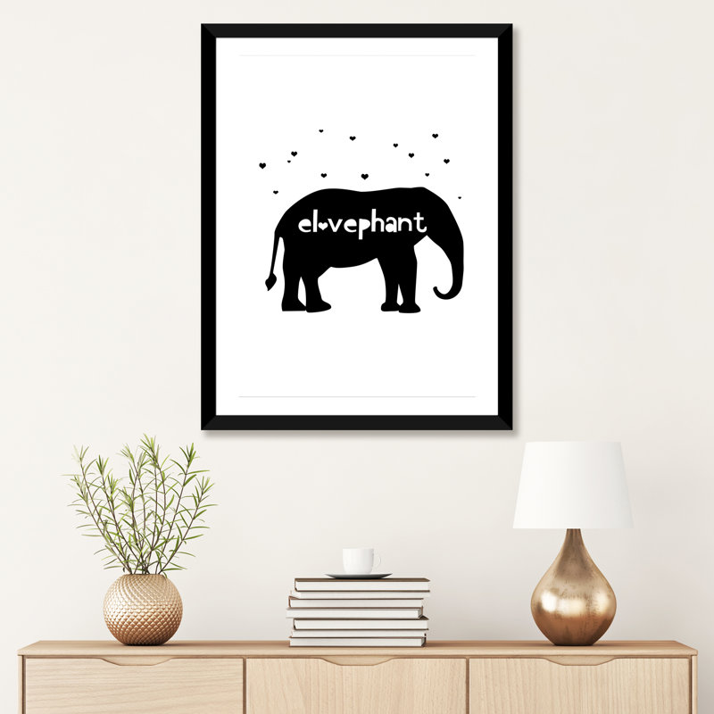 Éléphant, art sur toile, H 24 po x l 16 po x P 1 po, Papier encadré noir