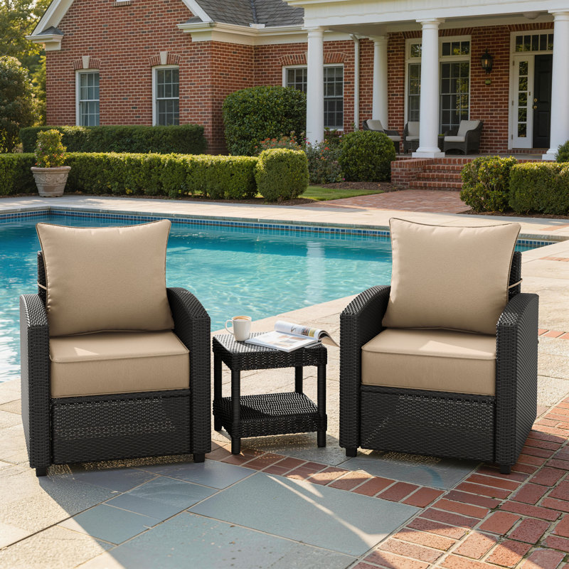 24" X 24" X 6.5" Outdoor Cushion Set Patio Chair Cushions, Beige