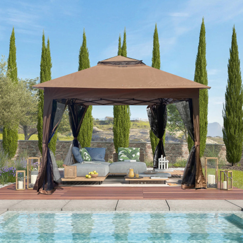 11”x 11” Outdoor retractable garden pavilion, Brown