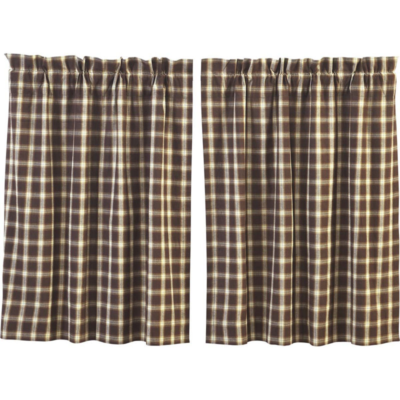 Dissay Cotton Plaid Tailored Cafe Curtain, 36" H x 36" W x 2" D