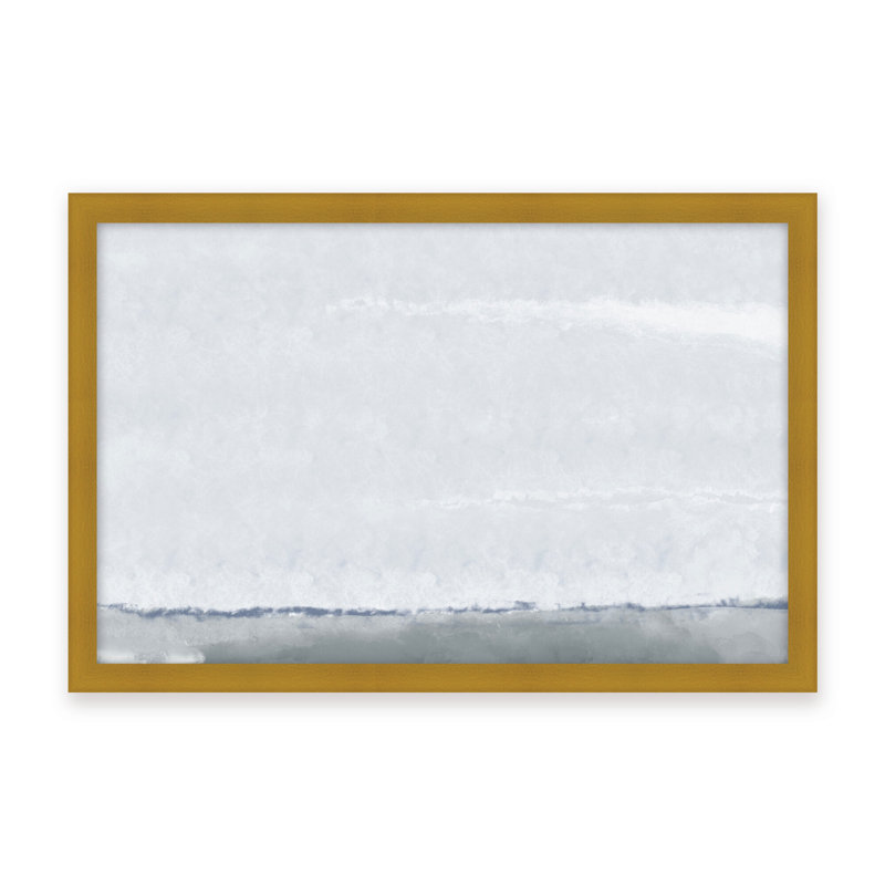 Coastal Retreat Silver Seas: Abstract Oceanscape, 16" H x 24" W x 1.125" D, Gold, Framed Print