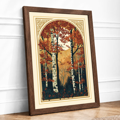 Birches in Arched Frame Art Deco - Framed Print