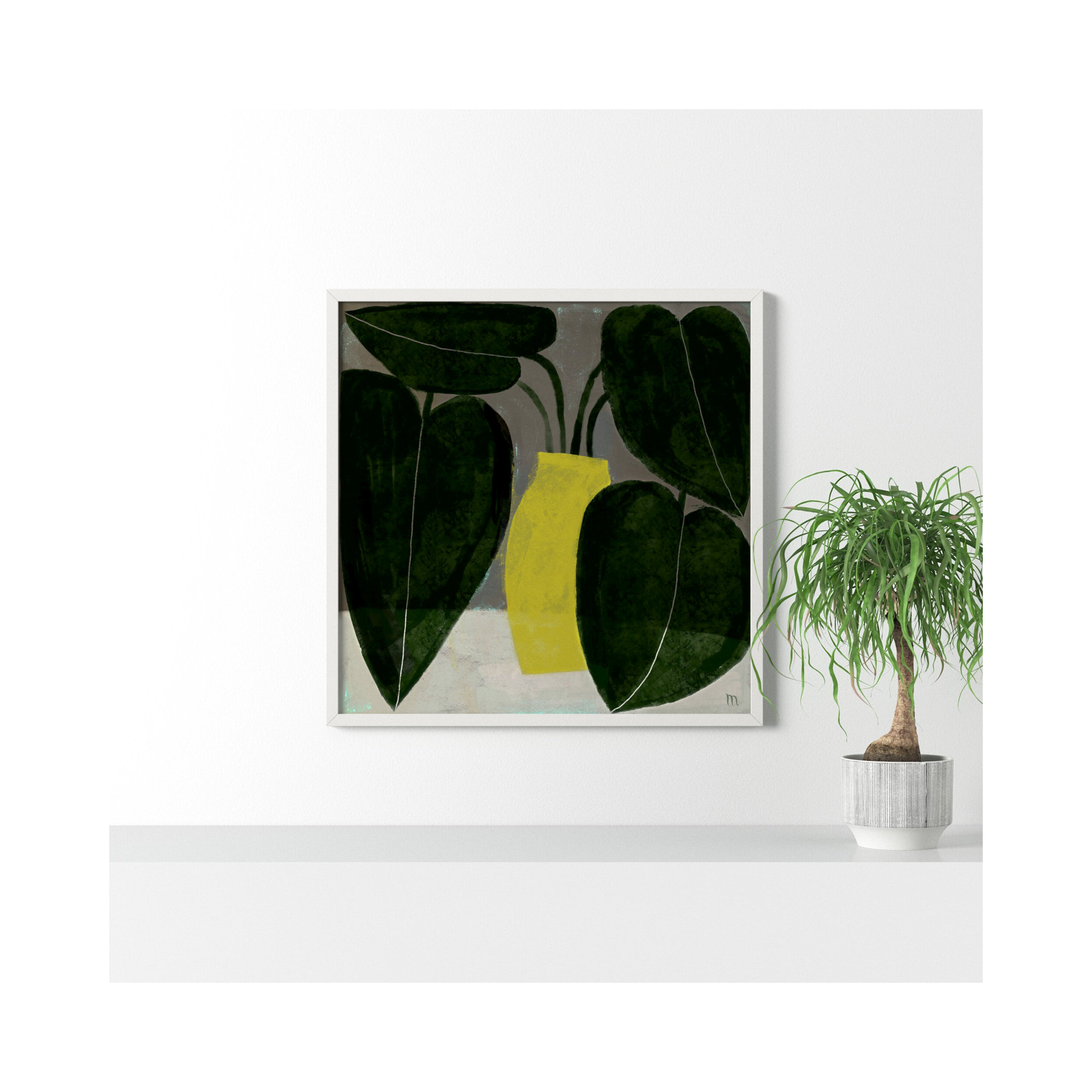Plant #7 by StudioM, White, 36" H x 36" W x 1.25" D