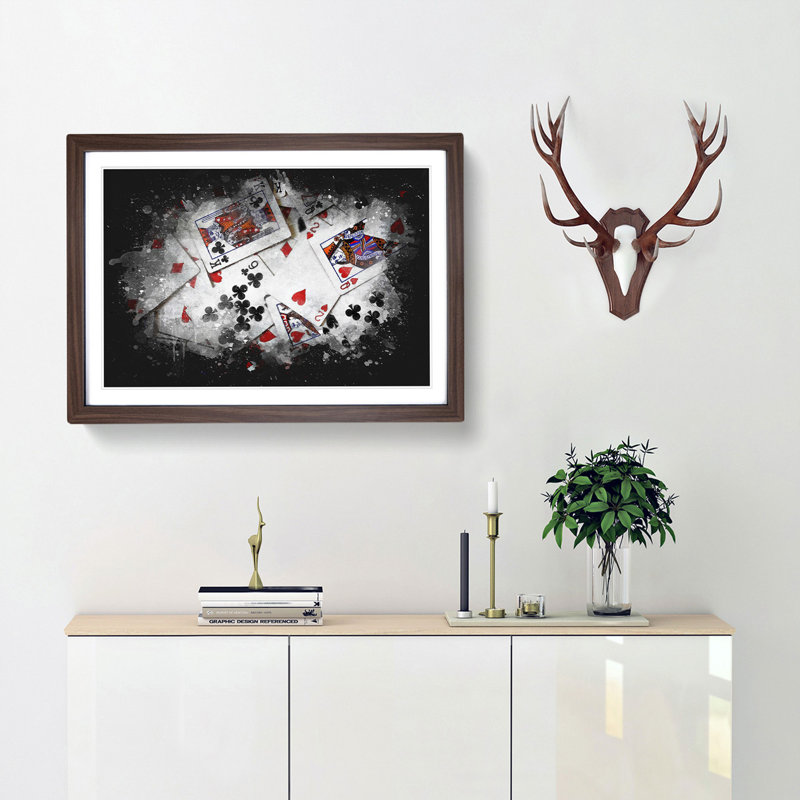 Deck Of Cards Paint Splash - Framed Print, Walnut Framed, 24cm H x 33cm W x 2cm D