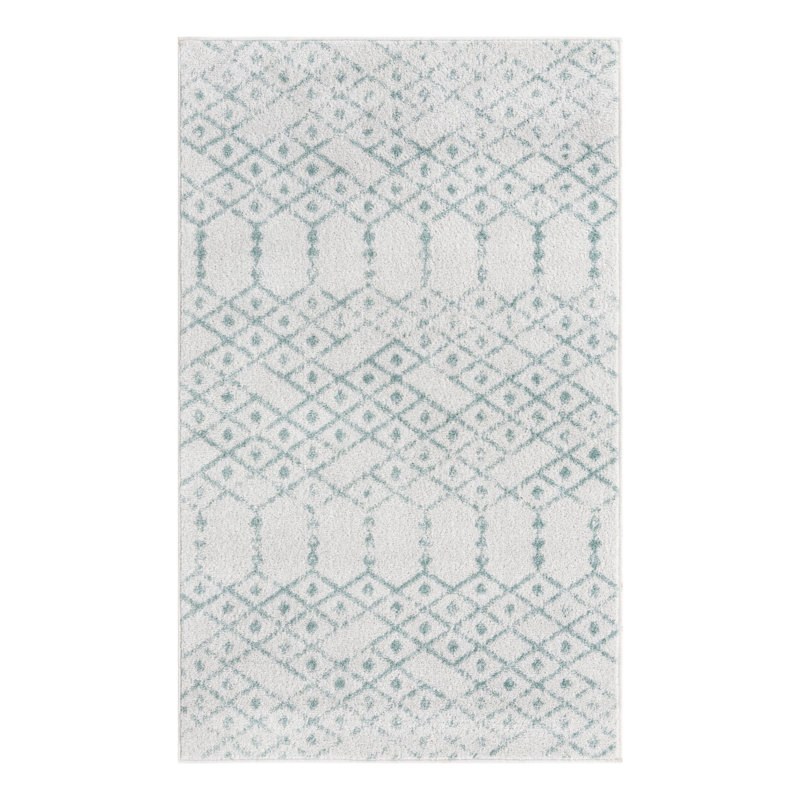 Tapis ivoire à motif géométrique ivoire d'Igon, Rectangle 3 pi 3 po x 5 pi 3 po