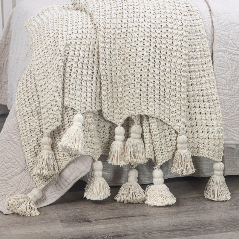 Lawrence Knitted Throw Blanket, Beige