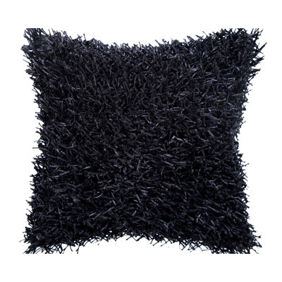 Coussin Shaggy carré noir - 20 x 20 x 4 pouces (2 pièces)