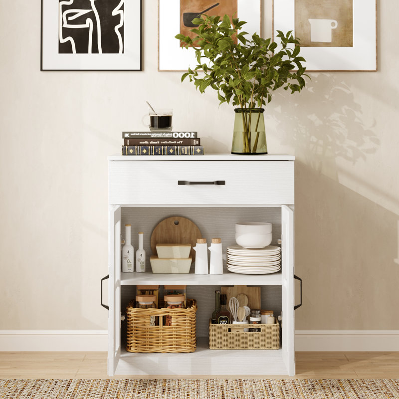 Marta 23.6W*31.5H Accent Cabinet With Glass Doors , White