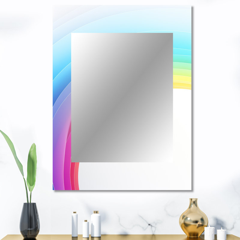 Rainbow Whispering Spectrum I - miroir décoratif de formes abstraites, miroir mural mauve, impression d'art en métal