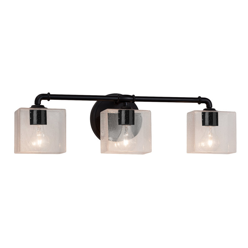 3 - Light Dimmable Bath Bar, Matte Black, Opal, Dedicated LED