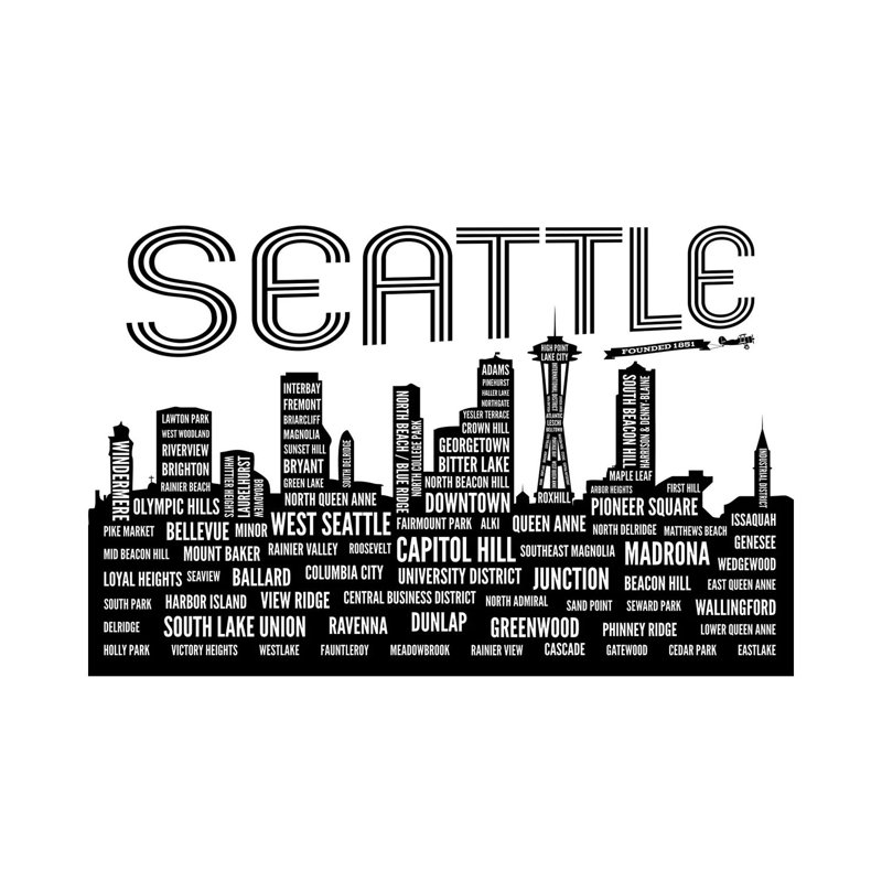 Seattle Neighborhoods 1 Piece Wrapped Canvas Wall Art, 30.48 cm H x 45.72 cm W