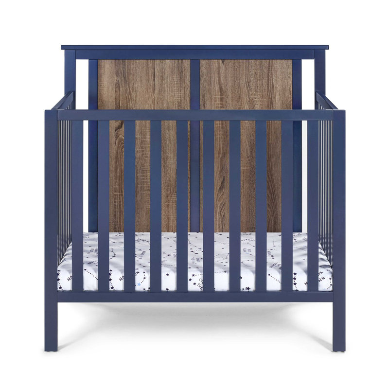 Mini lit de bébé avec surmatelas Connelly, Bleu/brun