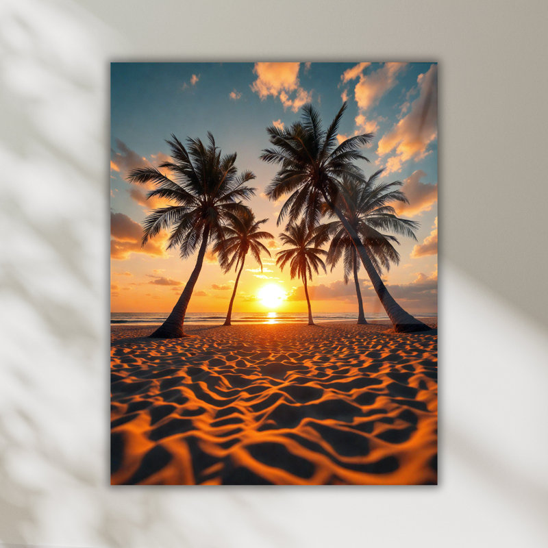 Art mural tropical en verre trempé Sunset, H 36 po x l 24 po