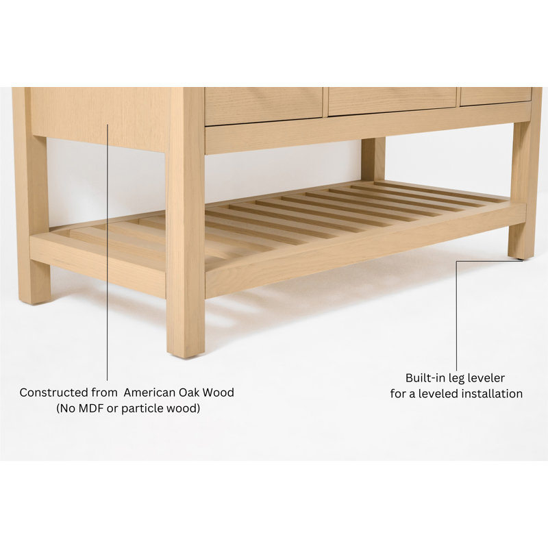 Elizabeth 60'' W Double Vanity, Oak/Rose Gold, Pure White Quartz