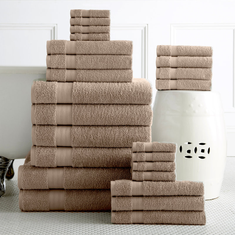 Ensemble de serviettes en coton à 100 % de 24 articles Aneysa, Taupe