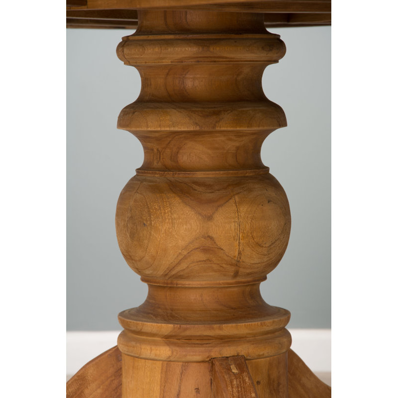 Zayn Teak Round Solid Wood Dining Table, H78 X L100 X W100