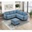 Repose-pieds de rangement pour meubles de salon en bois massif capitonné bleu confort moderne 1pc