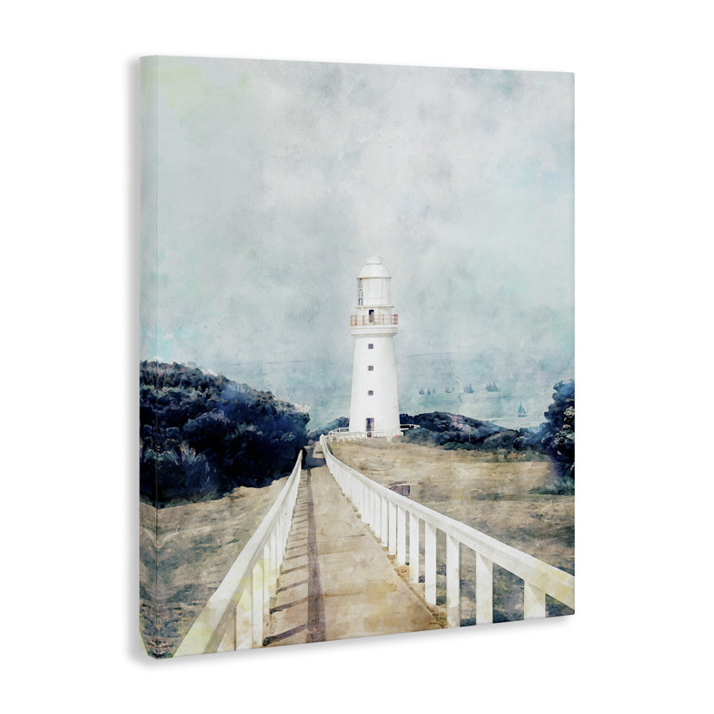 Phare blanc, promenade, Rocky Clif, par Ziwei Li, 926, H 40 po x l 30 po
