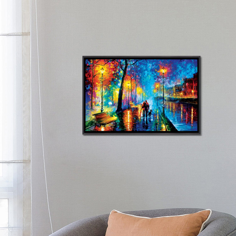 « melody of the night »-reproduction d’art sur toile tendue, H 18 po x l 26 po, Toile avec cadre flottant, Noir patiné