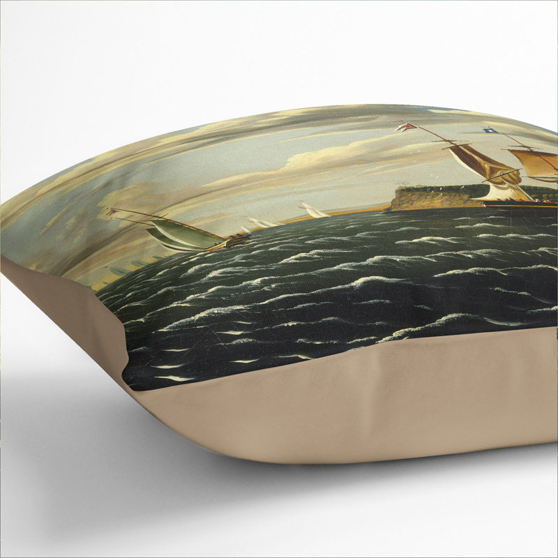 Staten Island And The Narrows Square Throw Cushion, Stone, 55cm H x 55cm W x 20cm D