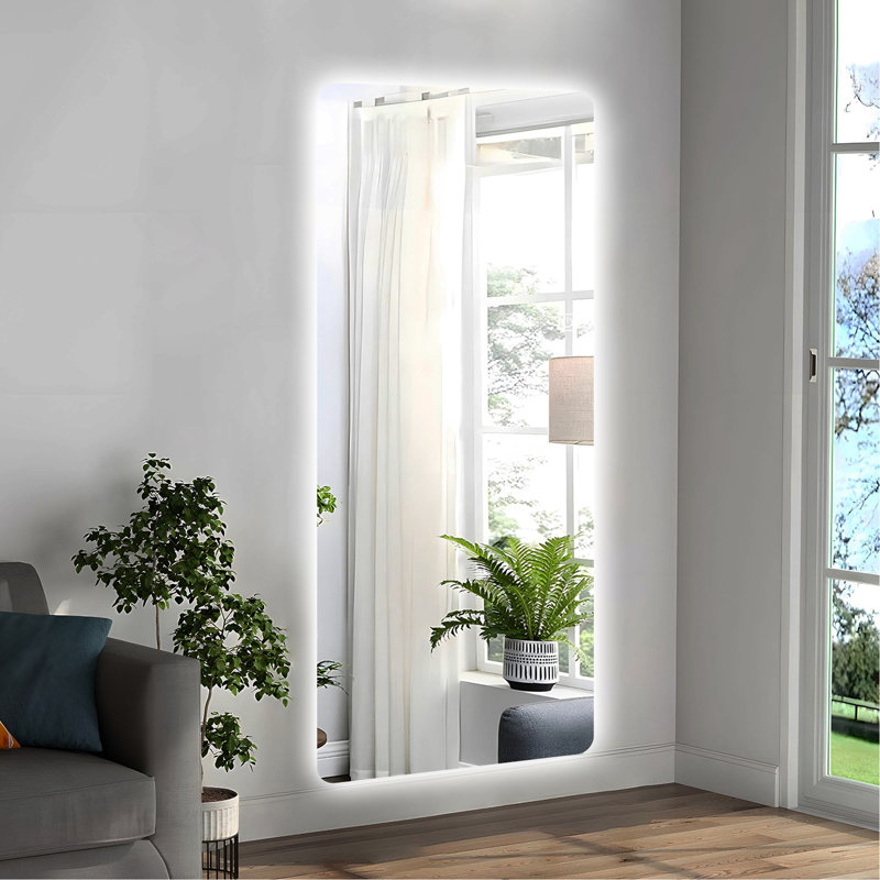 Large Full Body Mirror With Lights 65X21in - Borderless Design, Waterproof Front, Color Temperature Control, Silver 65"X21" Length Dimming Option, Corrosion Resistance, Soft Glow, Deformation,