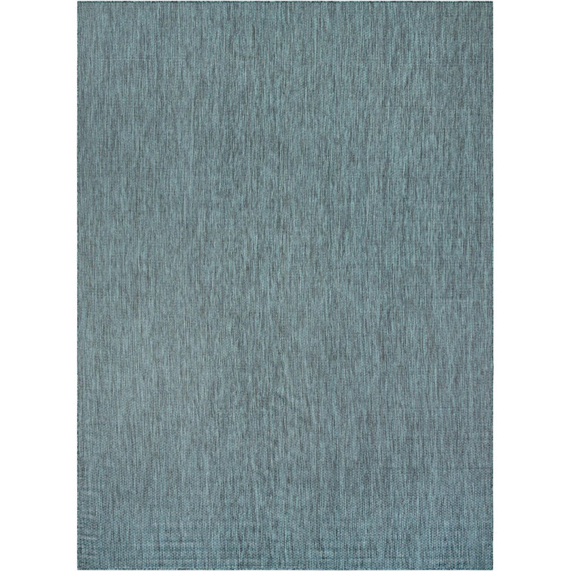 Tapis intérieur / extérieur turquoise Santina, Rectangle 10 pi x 14 pi 1 po