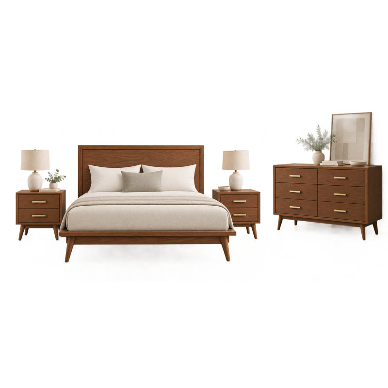 ENSEMBLE DE LIT ASHER KING KING CLAIR NATUREL, Tan, King