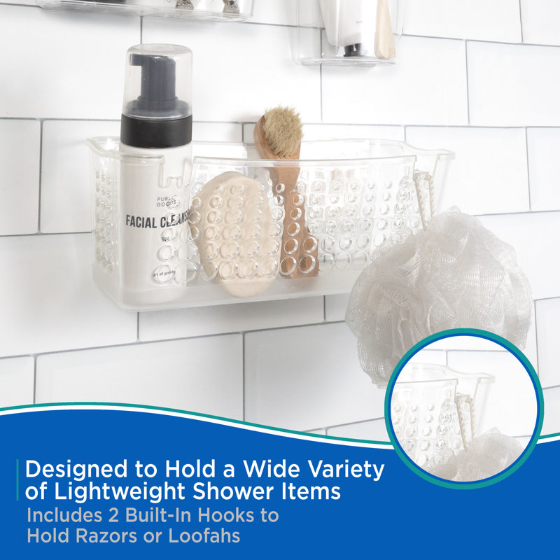Clear Plastic Suction Cup Shower Basket Caddy