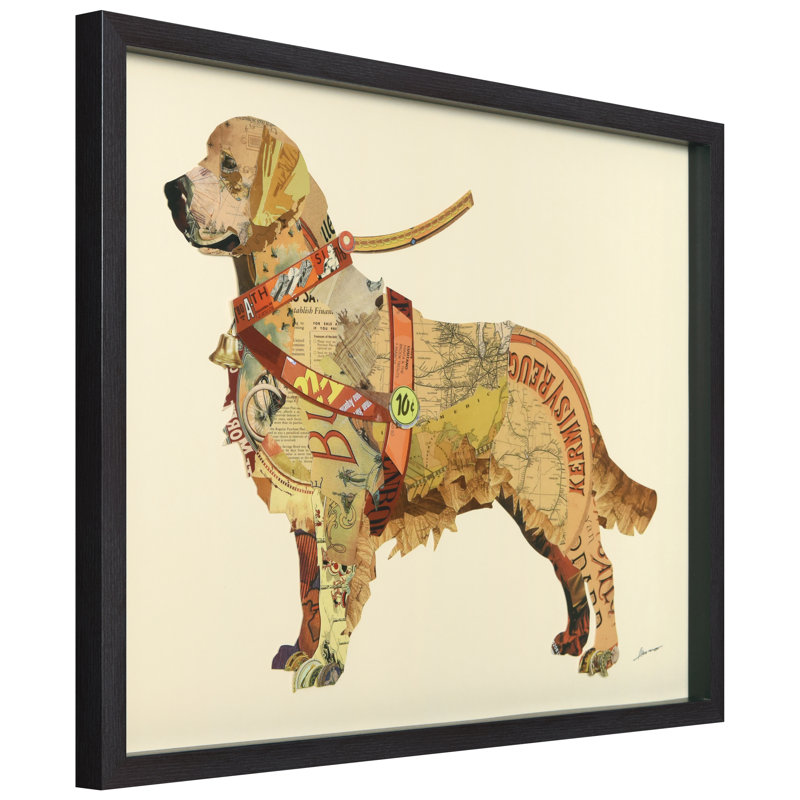 Golden Retriever encadré sur papier