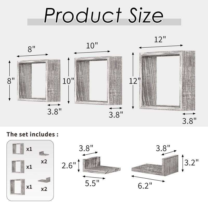  Tablettes murales flottantes en bois, Bois blanc