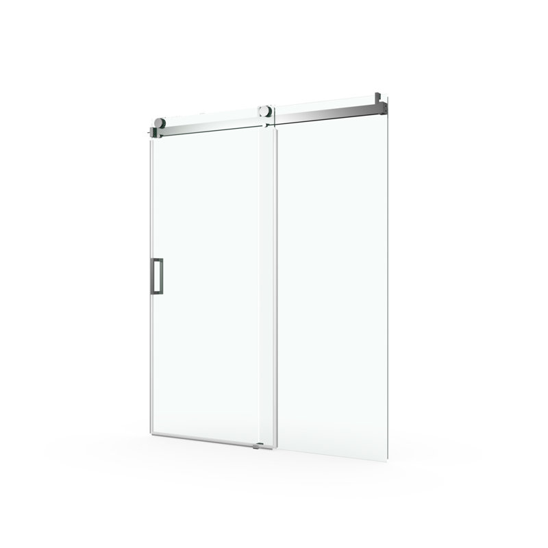 Porte de douche coulissante simple, l 60 po x H 76 po, verre trempé de 3/8 po. Noir mat. Offre une solution de salle de bain élégante et transparente H 56 po - verre, noir, séduisant, facile à nettoyer