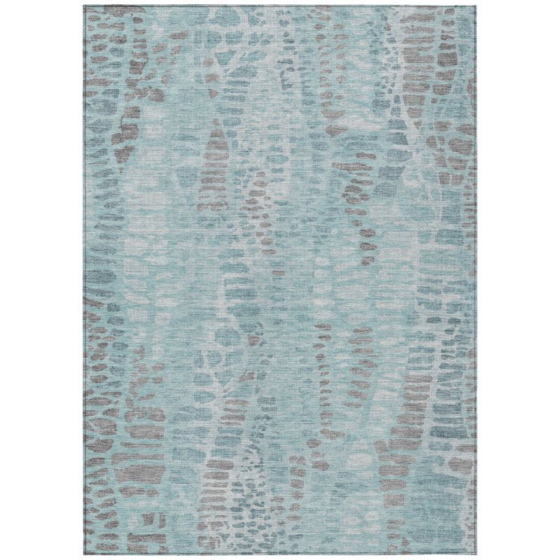 Machine Washable Indoor/Outdoor Jozwiak ACN2382 Circles Rug, Rectangle 3' x 5'