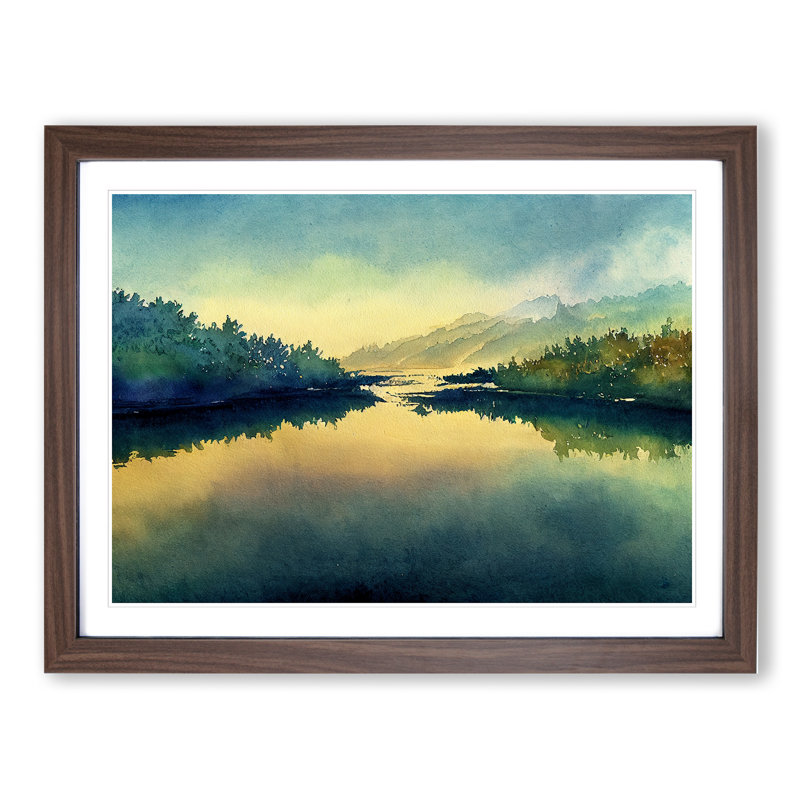 Serene River - Framed Print, 25cm H x 34cm W x 2cm D, Walnut