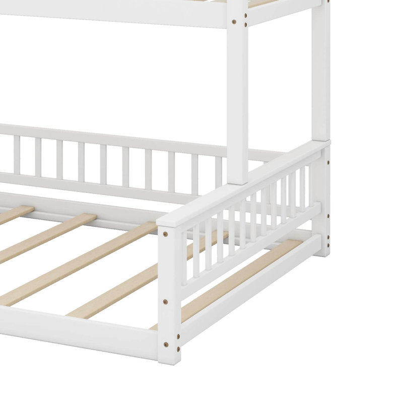 Twin XL Over Queen Bunk Bed With Ladder, White