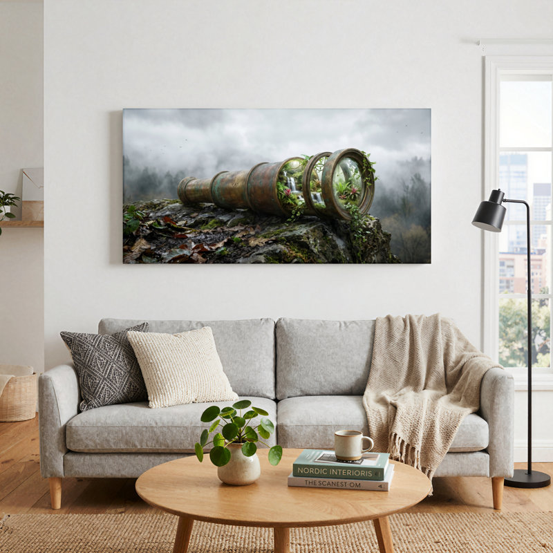 Ensemble de 1 tableau sur toile représentant un télescope rouillé, 48“W x 24”H, Wrapped Canvas