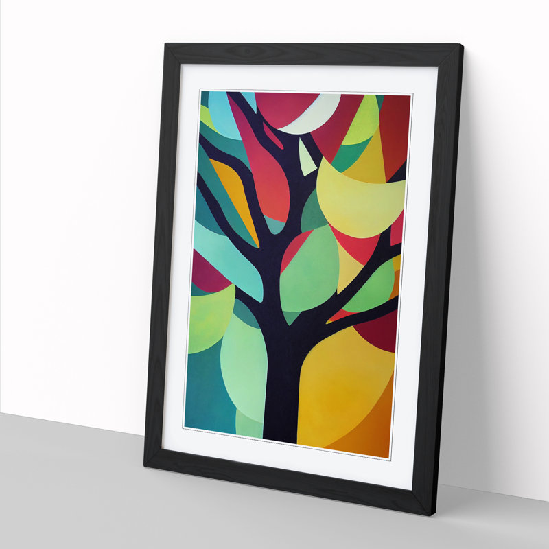 Unique Abstract Apple Tree Vol.3 - Single Picture Frame Print, 64cm H x 46cm W x 2cm D, Oak