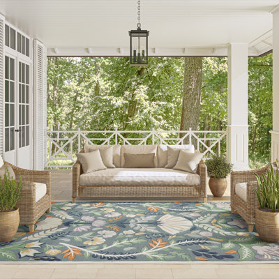 Tapis d'intérieur / extérieur à motif floral multicolore Abani Rugs Liburna