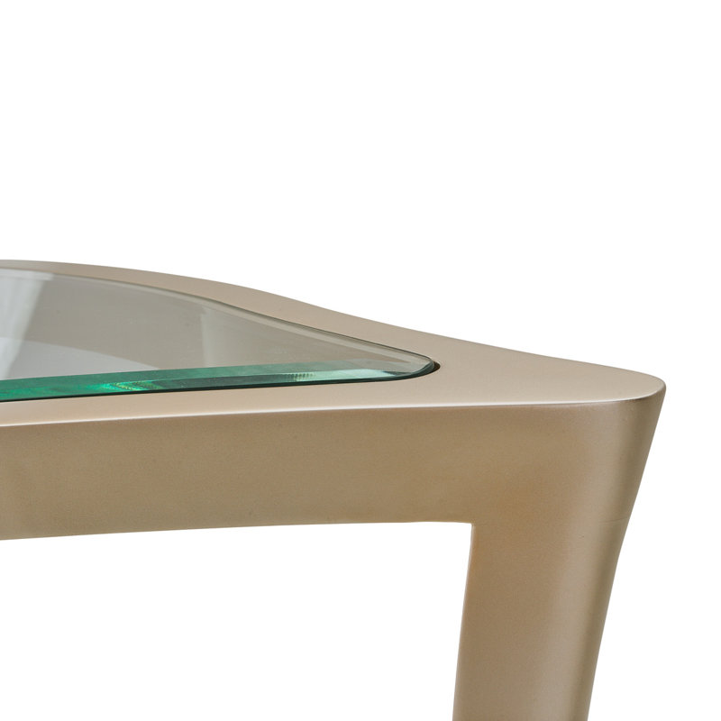 Chardonnay Maple Veneer Glass Top Console Table with Storage
