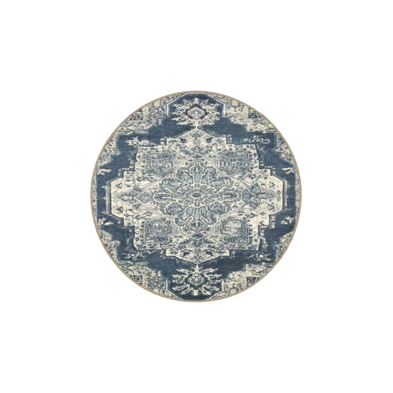 Tapis bleu tissé à motif d'étoile moderne, Rectangle 2 pi 4 po x 4 pi