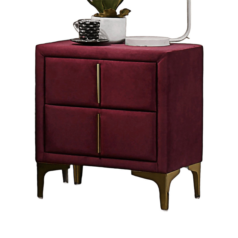 Upholstered Nightstand Bedside Table With Drawers
