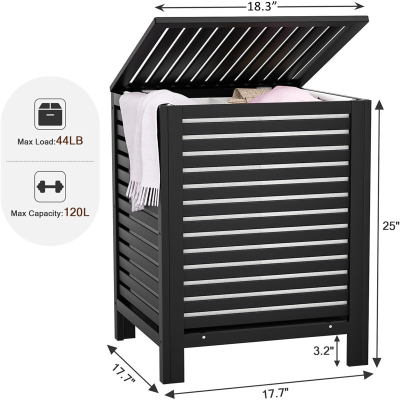 Panier à linge en bambou 120L à double compartiment avec couvercle Sacs de doublure amovibles