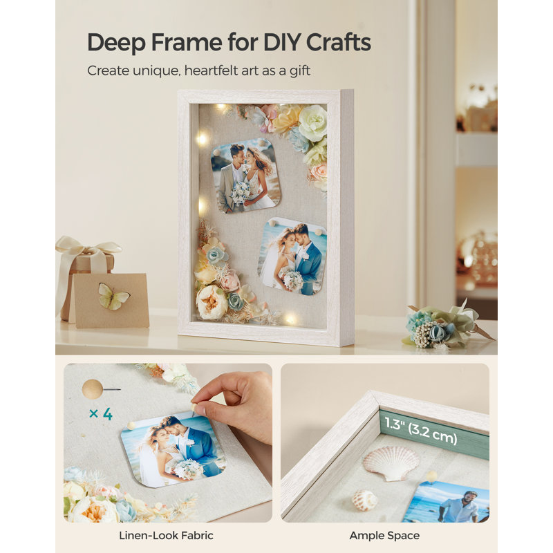 White Storage Shadow Box Picture Frame with Mat