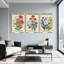 Plantes et fleurs, Essence de jardin, botanique naturelle, ensemble de 3 impressions sur toile-462146988