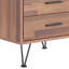 Table rectangulaire à finition noyer avec 2 tiroirs coulissants et pieds en métal
