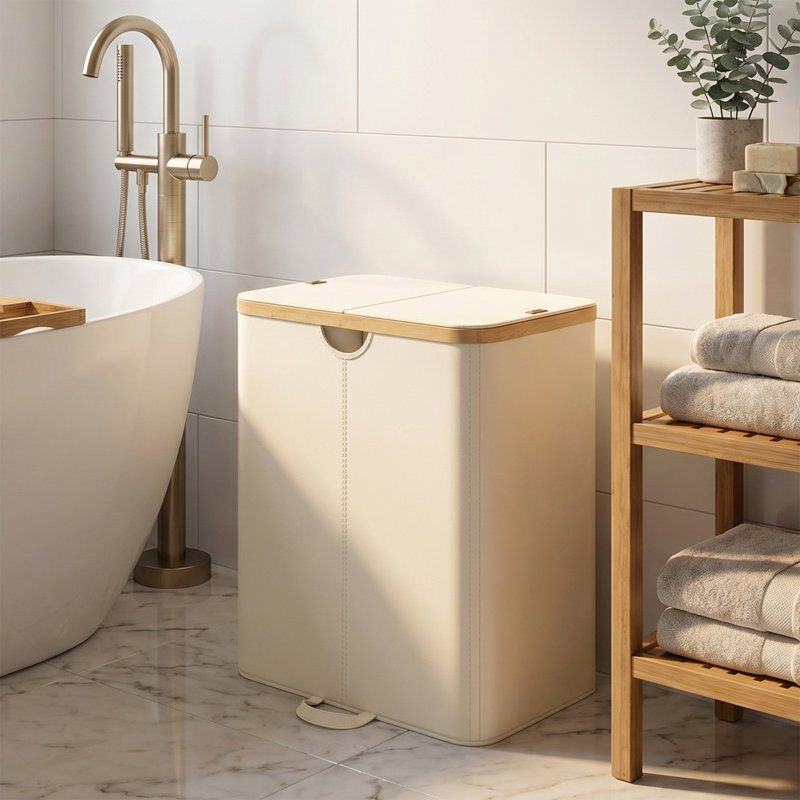 Panier à linge avec couvercles, panier à linge avec 2 compartiments, 39 gallons (150 L), sac de doublure amovible, pour salle de lavage, chambre à coucher, salon