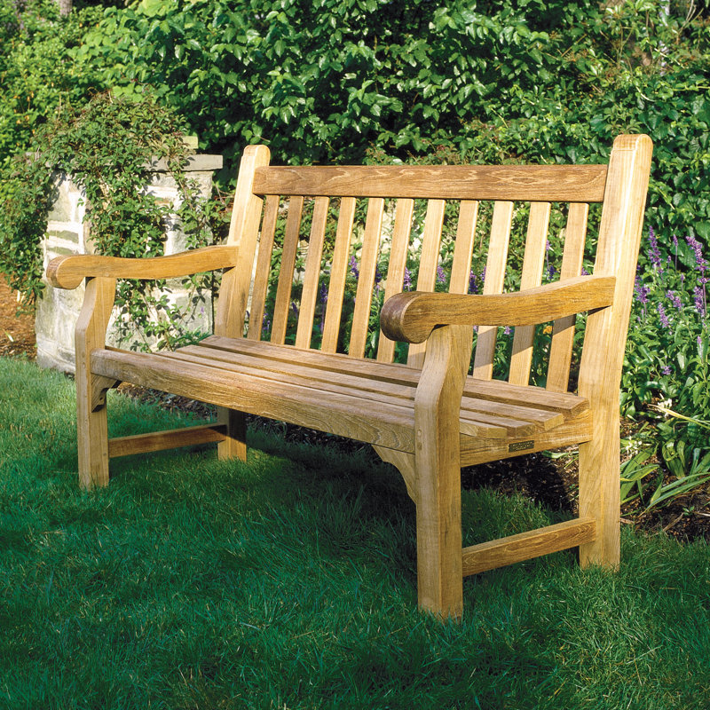 Hyde Park Outdoor Teak Bench, 38" H x 72" W x 20.5" D, Smoke