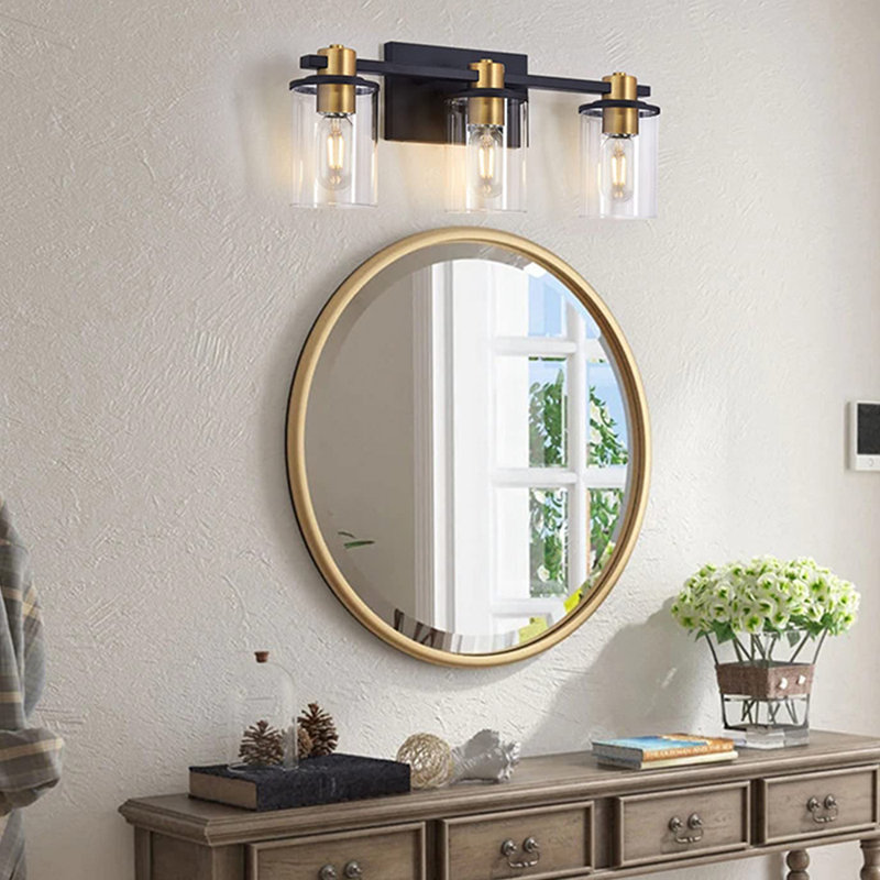 Éclairage pour meuble-lavabo à 3 lumières à intensité variable Drago, Noir mat / Or